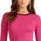 Rachel Roy Women's Metallic Ringer Pullover Sweater Pink Size Extra Large