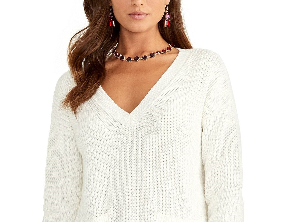 Rachel Rachel Roy Women's Knit V-Neck Sweater White Size Medium