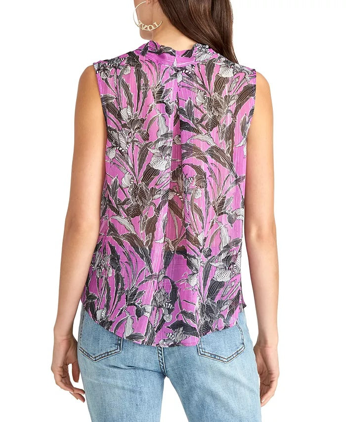 Rachel Rachel Roy Women's Semi-Sheer Printed Top Purple Size Small