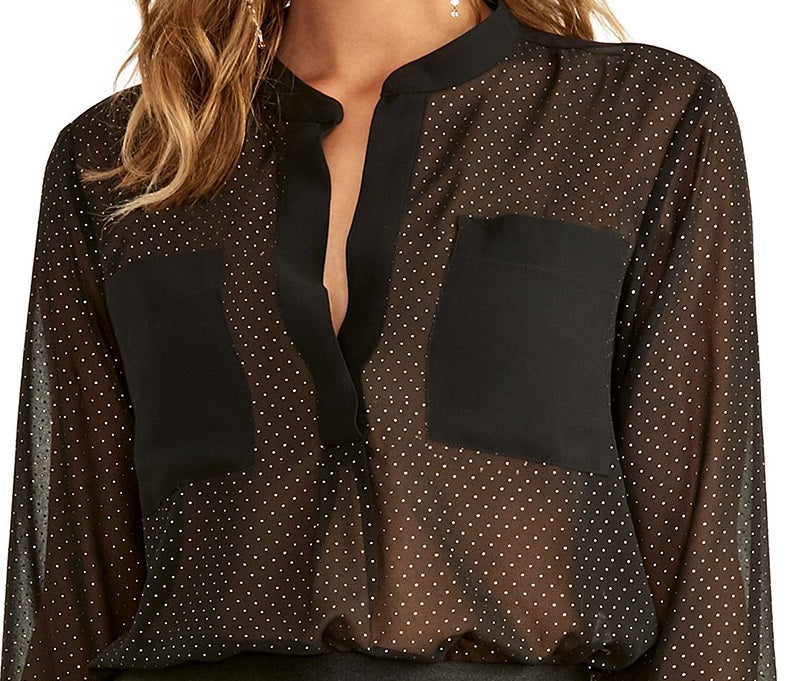 Rachel Rachel Roy Women's Winona Printed Shirt Black Size Small