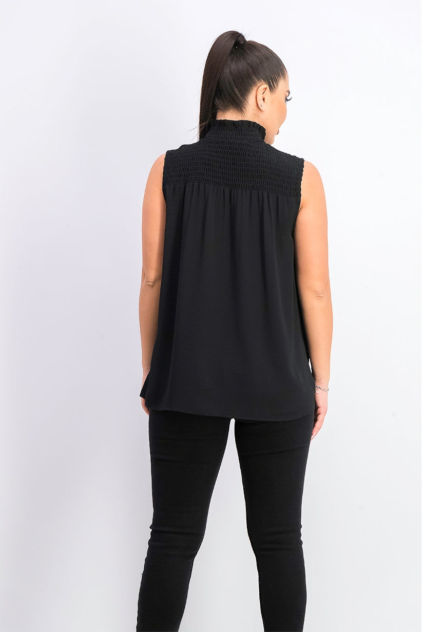 Rachel Rachel Roy Women's Mindi Smocked Mock-Neck Top Black Size Large