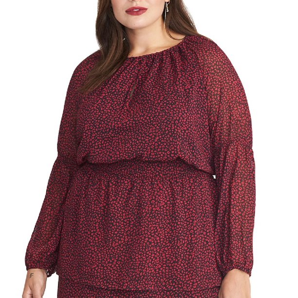Rachel Rachel Roy Women's Plus Size  Lola Long Sleeve Ditsy Floral Blouson Dress Black Size 1X