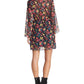 Rachel Roy Women's Tie-Waist Floral Print Dress Black Size Large