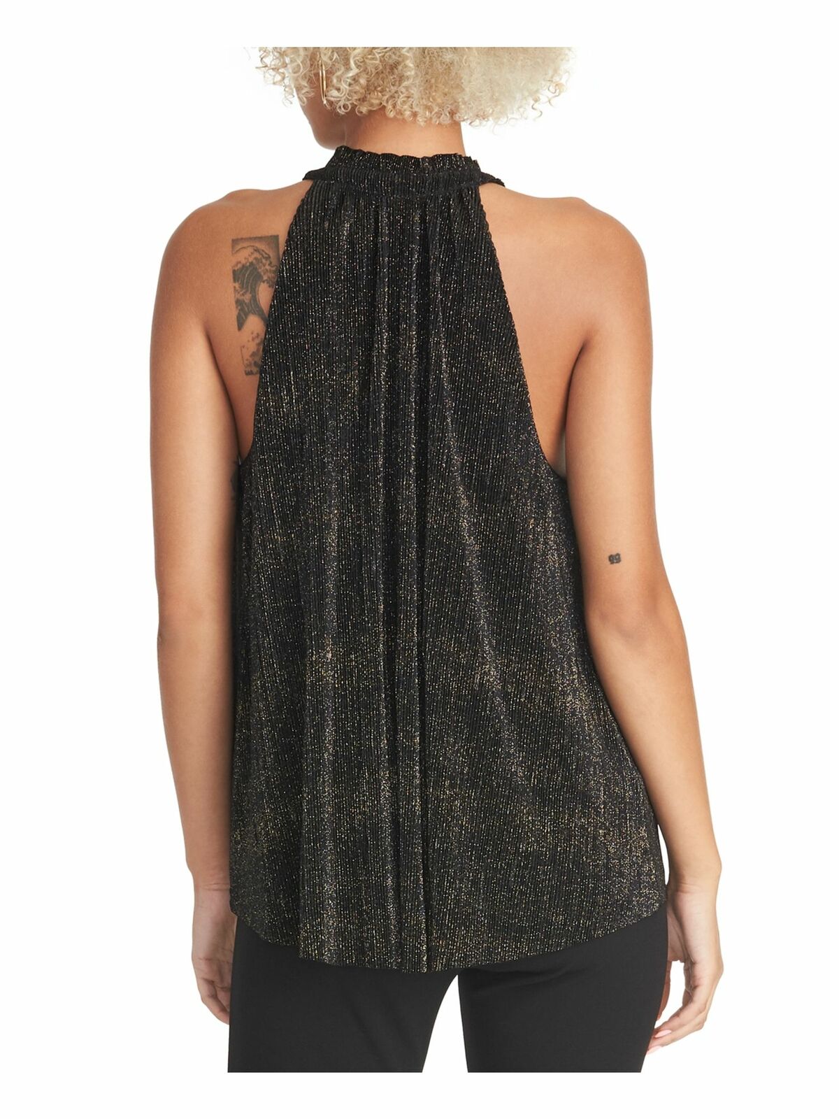 Rachel Roy Women's Metallic Halter Top Black Size X-Large