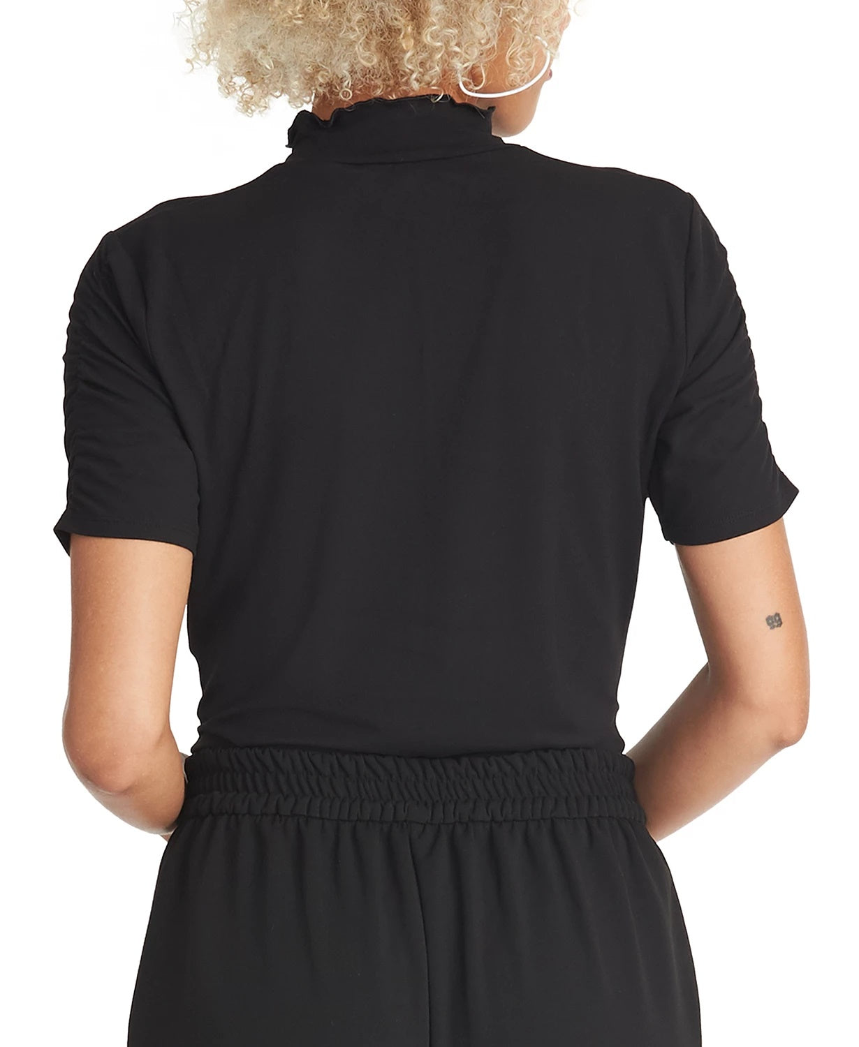 Rachel Roy Women's Elle Ruffled Mock-Neck Top Black Size Large