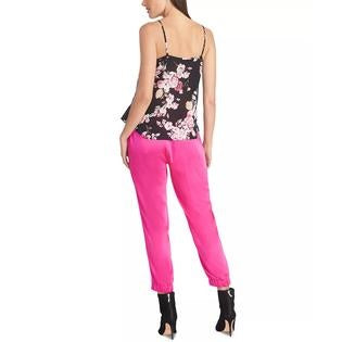 Rachel Rachel Roy Women's Karlie Sleeveless Printed Ruffled Top Black Size Extra Small