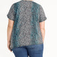 Rachel Roy Women's Plus Size Animal-Print Side-Slit Top Bright Blue Size 0X
