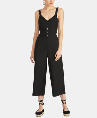 Rachel Roy Women's Cotton Cropped Tie-Back Jumpsuit Black Size 12