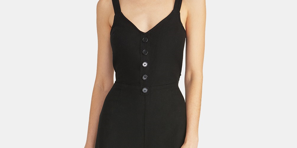 Rachel Roy Women's Cotton Cropped Tie-Back Jumpsuit Black Size 12