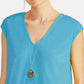 Rachel Rachel Roy Women's Bina Cropped V-Neck Top Blue Size Small