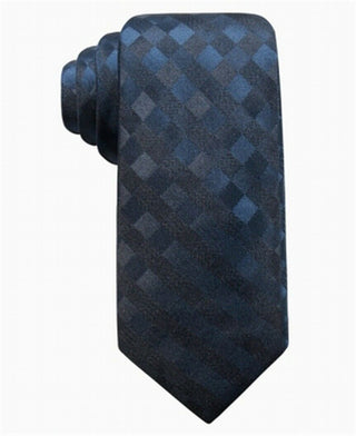 Ryan Seacrest Distinction Men's San Leo Gingham Slim Silk Tie Navy Size Regular