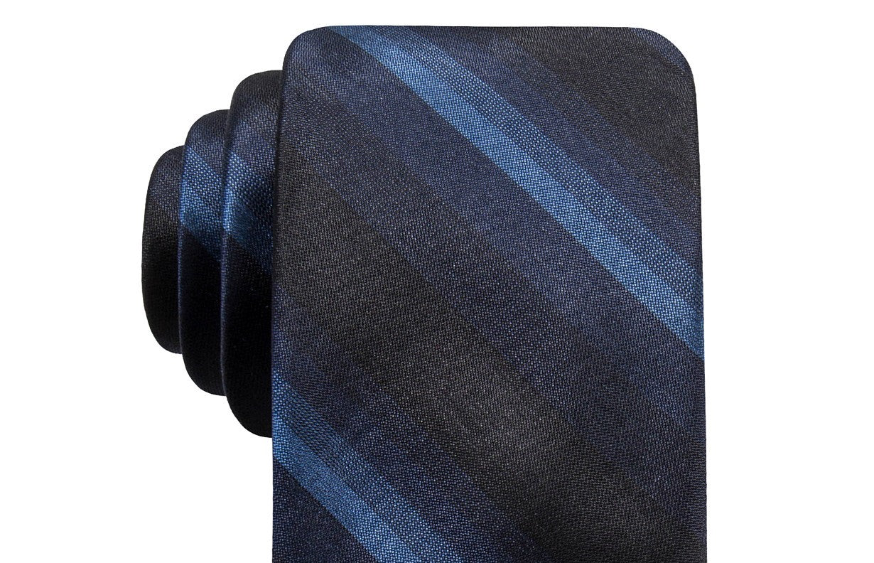 Ryan Seacrest Distinction Men's Leigh Slim Ombre Stripe Silk Tie Navy Size Regular