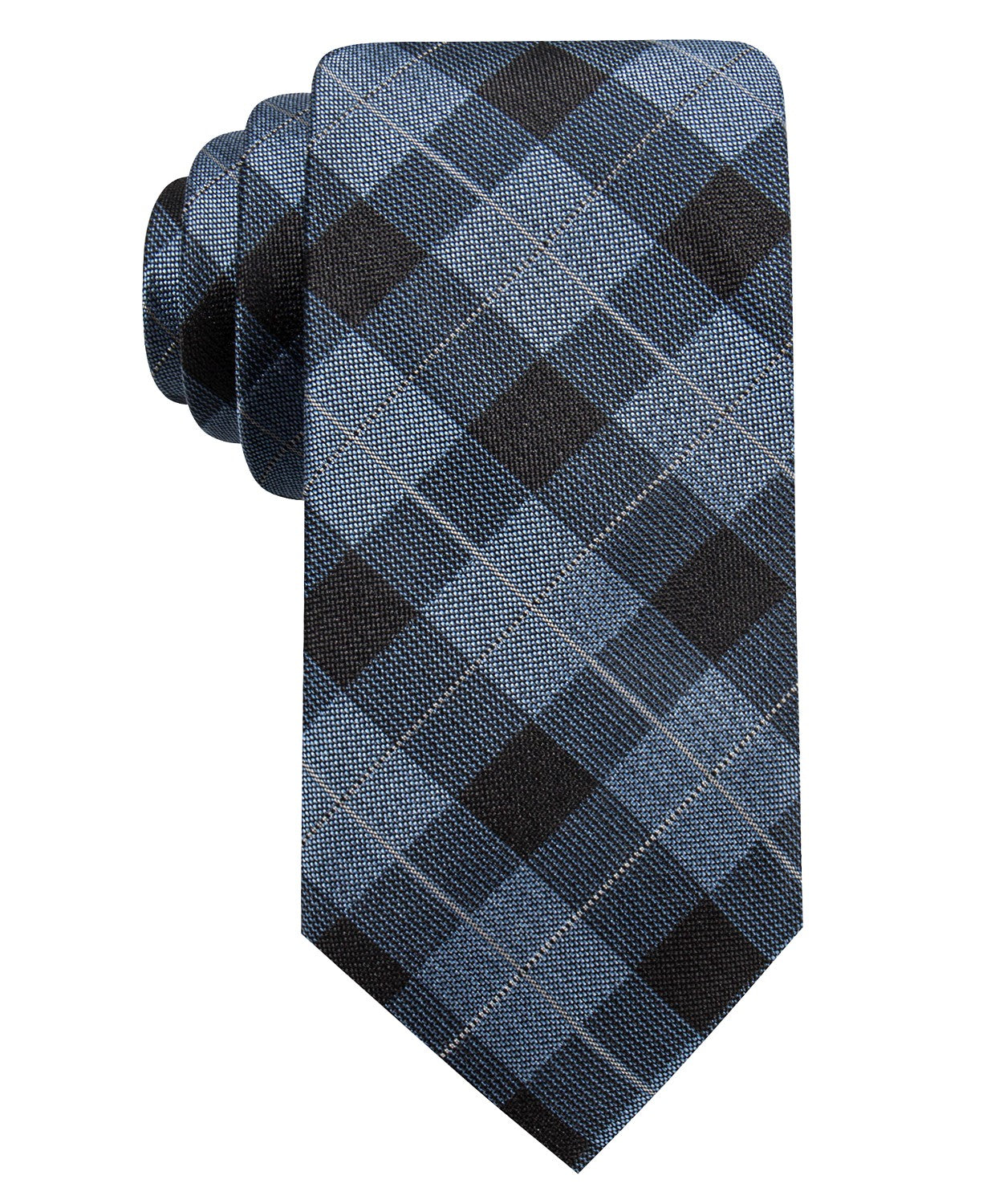 Ryan Seacrest Distinction Men's Clemson Slim Plaid Silk Tie Blue Size Regular