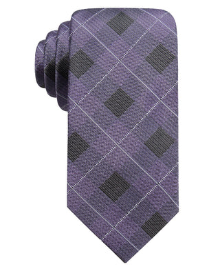 Ryan Seacrest Distinction Men's Clemson Slim Plaid Silk Tie Purple Size Regular