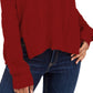 Ultra Flirt Juniors' V-Neck Cable-Knit Sweater Dark Red Size Large