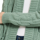 Ultra Flirt Juniors' Mixed-Knit Chenille Cardigan Green Size Medium