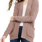 Ultra Flirt Juniors' Mixed-Knit Chenille Cardigan Pink Size Small