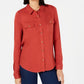 Ultra Flirt Juniors' Mixed-Media Utility Shirt Black Size Extra Large