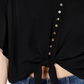 Ultra Flirt Juniors' Solid Tie-Front Top Black Size Medium
