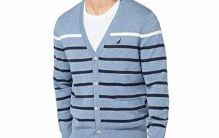 Nautica Men's Striped V-Neck Button Cardigan Turq Size XX-Large