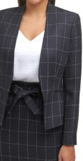 Calvin Klein Women's Windowpane Plaid Jacket Black Size 14