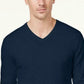 Alfani Mens V-Neck Regular-Fit Ribbed Sweater Navy Size XX-Large