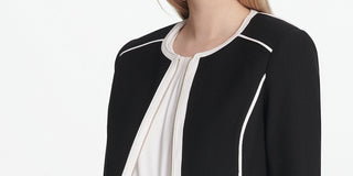 Calvin Klein Women's Piped-Trim Jacket Charcoal Size 12