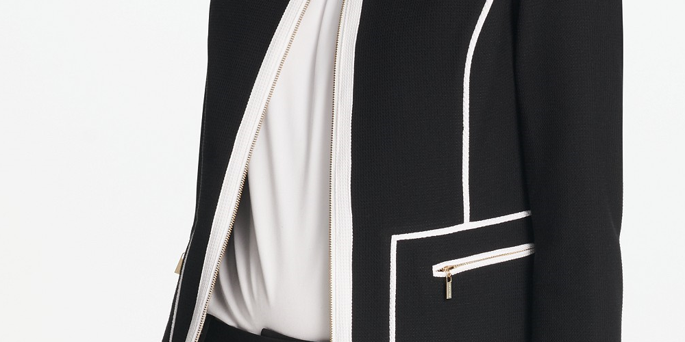 Calvin Klein Women's Piped-Trim Jacket Charcoal Size 12