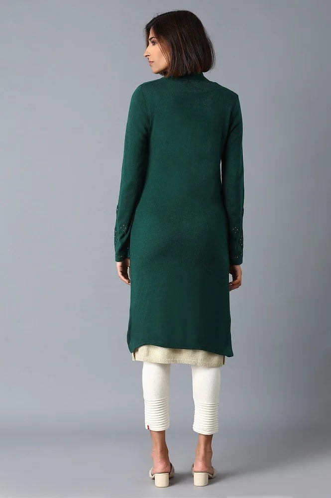 Calvin Klein Women's Open Front Long Cardigan Green Size Medium