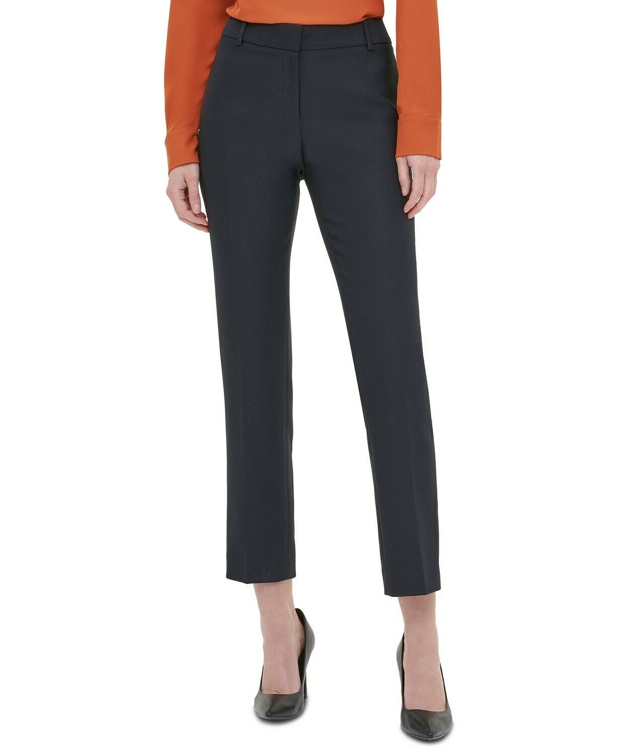 Calvin Klein Women's Twill Slim-Leg Pants Navy Size 14