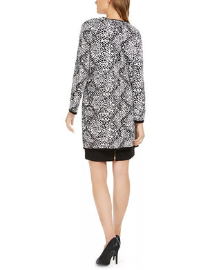 Calvin Klein Women's Printed Open-Front Cardigan White Size Medium