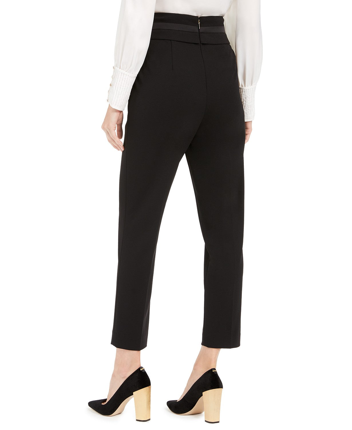 Calvin Klein Women's High-Waist Tuxedo Pants Black Size 14