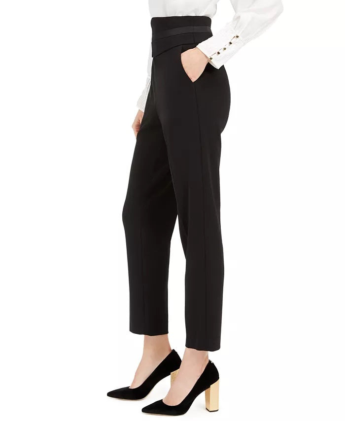 Calvin Klein Women's High-Waist Tuxedo Pants Black Size 4