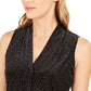 Calvin Klein Women's Textured Animal-Print Top Black Size X-Large