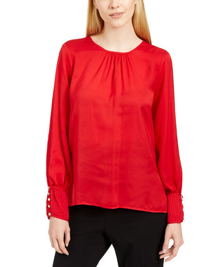 Calvin Klein Women's Woven Top Red Size Large