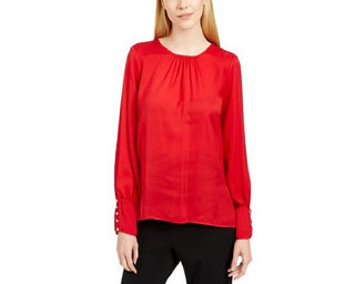 Calvin Klein Women's Woven Top Red Size Extra Large