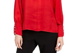 Calvin Klein Women's Woven Top Red Size Extra Large
