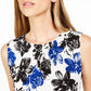 Calvin Klein Women's Petite Floral Printed Gathered-Neck Top White Size Small