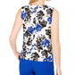 Calvin Klein Women's Floral-Print Pleated Top White Size X-Large