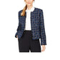 Calvin Klein Women's Tweed Frayed Edge Jacket Blue Size 6