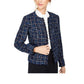 Calvin Klein Women's Tweed Frayed Edge Jacket Blue Size 6