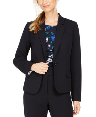 Calvin Klein Women's Single-Button Blazer Blue Size 16