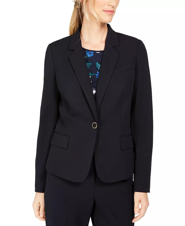 Calvin Klein Women's Single-Button Blazer Blue Size 8