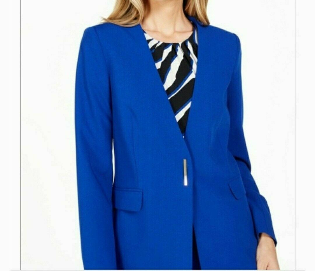 Calvin Klein Women's Lux Jacket with Hardware Blue Size 6
