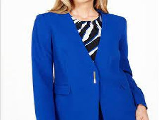 Calvin Klein Women's Collarless Single-Snap Blazer Blue Size 0