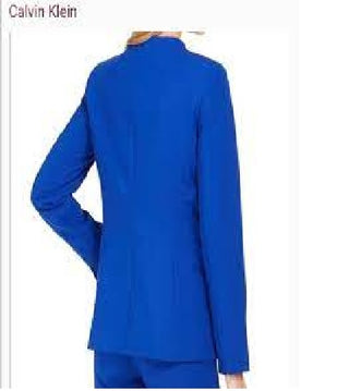 Calvin Klein Women's Collarless Single-Snap Blazer Blue Size 0