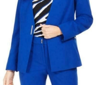 Calvin Klein Women's Collarless Single-Snap Blazer Blue Size 10