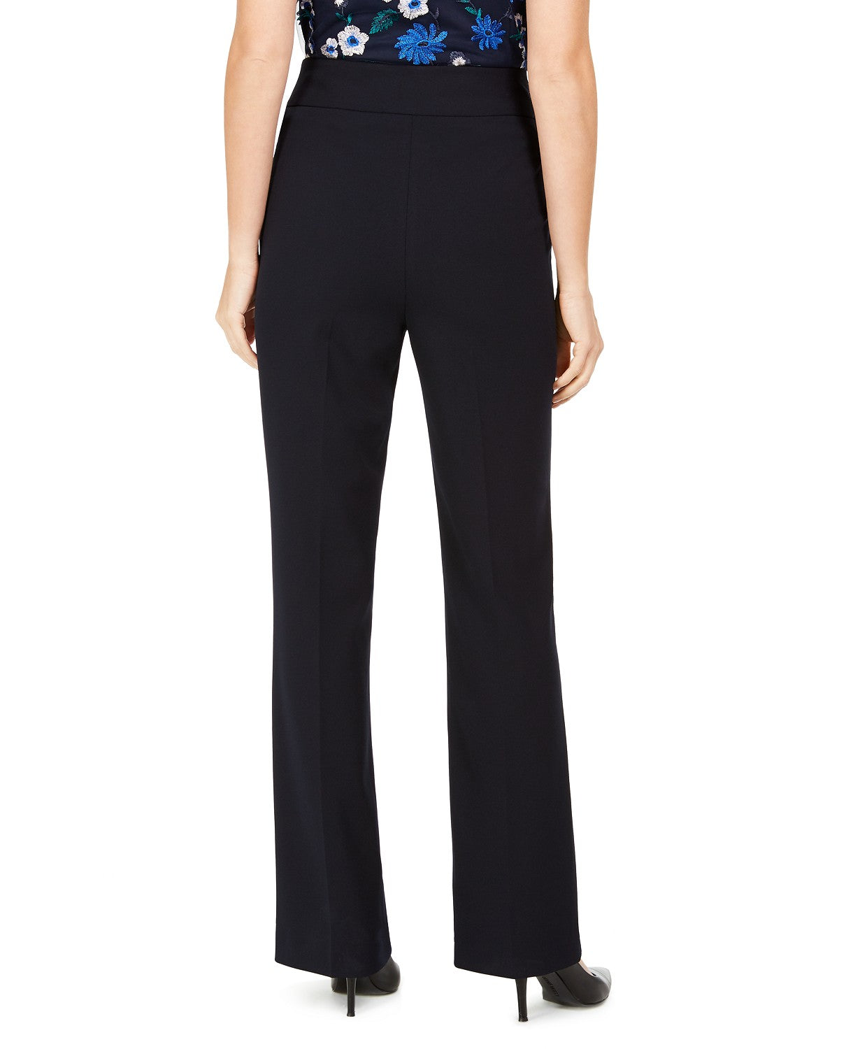 Calvin Klein Women's High-Rise Buttoned-Waist Dress Pants Navy Size 10