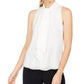 Calvin Klein Women's Tie-Neck Sleeveless Blouse White Size Extra Large