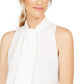 Calvin Klein Women's Tie-Neck Sleeveless Blouse White Size Extra Large